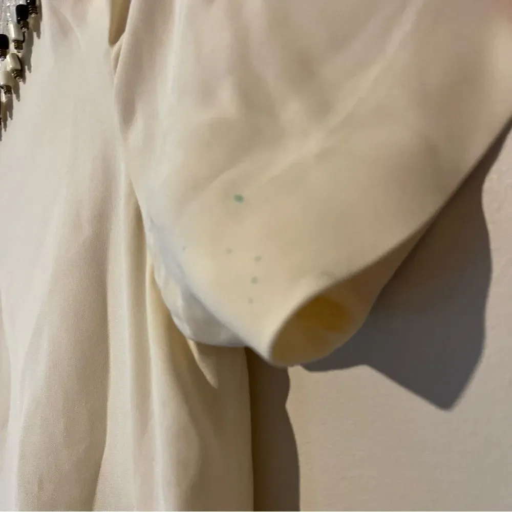 Tory Burch Jace cream blouse with multicolored beads western Aztec vintage Size4 - Picture 9 of 14